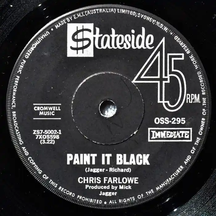 Last Chance Chris Farlowe – Paint It Black / You're So Good For Me (VG+/Generic)