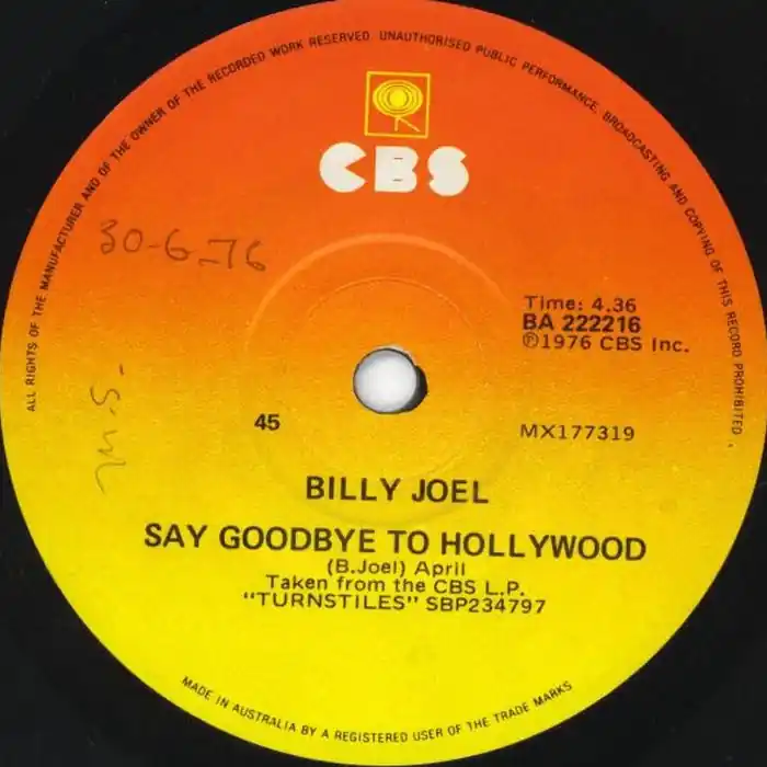 Billy Joel – Say Goodbye To Hollywood (VG+/Generic) Limited Time