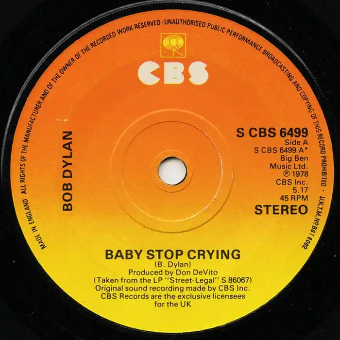 Bob Dylan – Baby Stop Crying (VG+/Generic) Final Sale