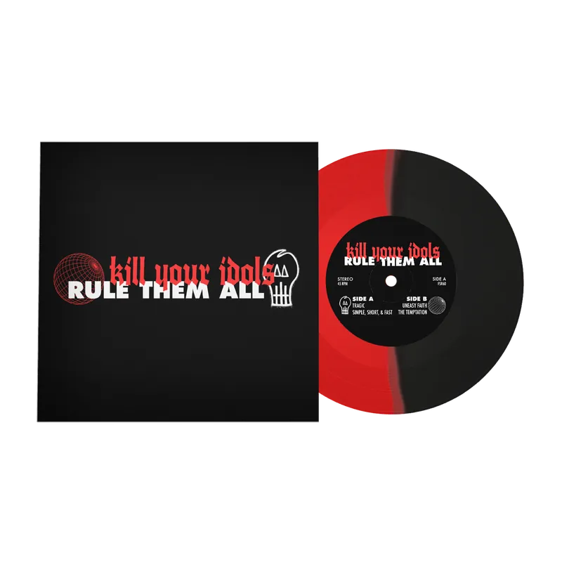 KILL YOUR IDOLS / RULE THEM AL SPLIT (BLACK/RED HALF & HALF) - 7" Grab Now