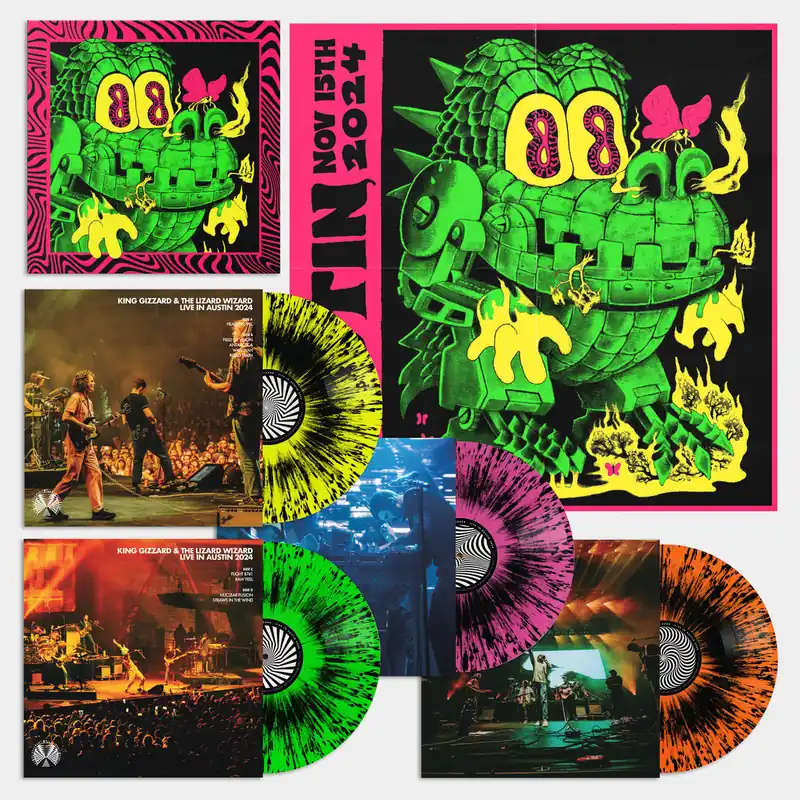KING GIZZARD & THE LIZARD WIZARD KING GIZZARD - LIVE IN AUSTIN 2024 (4XLP NEON SPLATTER) - LP Direct From Manufacturer