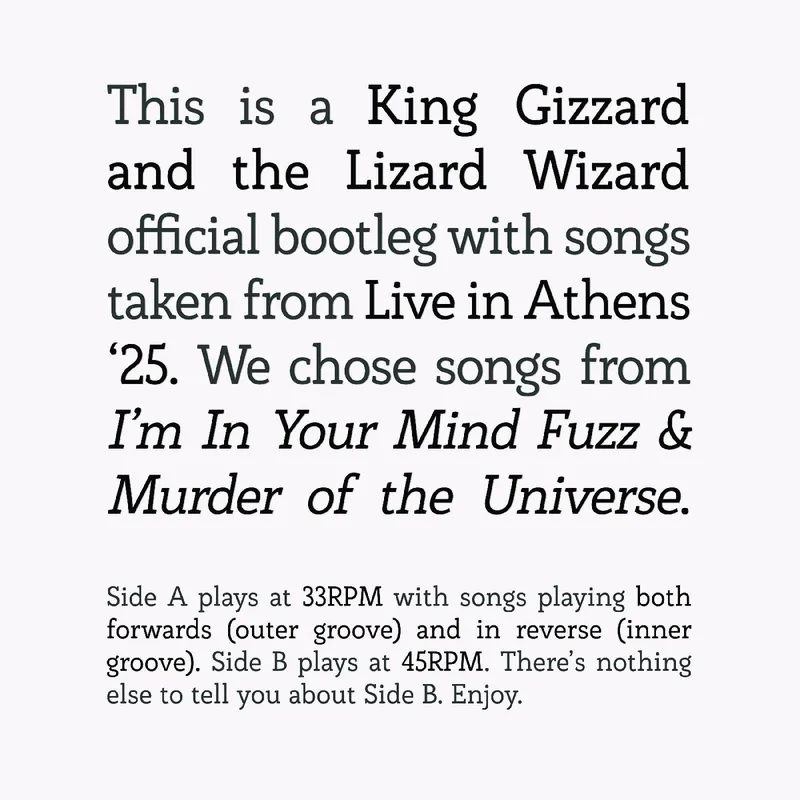 KING GIZZARD AND THE LIZARD WIZARD I'M IN YOUR MIND FUZZ / MURDER OF THE UNIVERSE LIVE IN ATHENS 2025 - LP In Demand