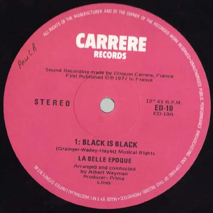 Belle Epoque – Black Is Black (E/Generic) Direct From Manufacturer