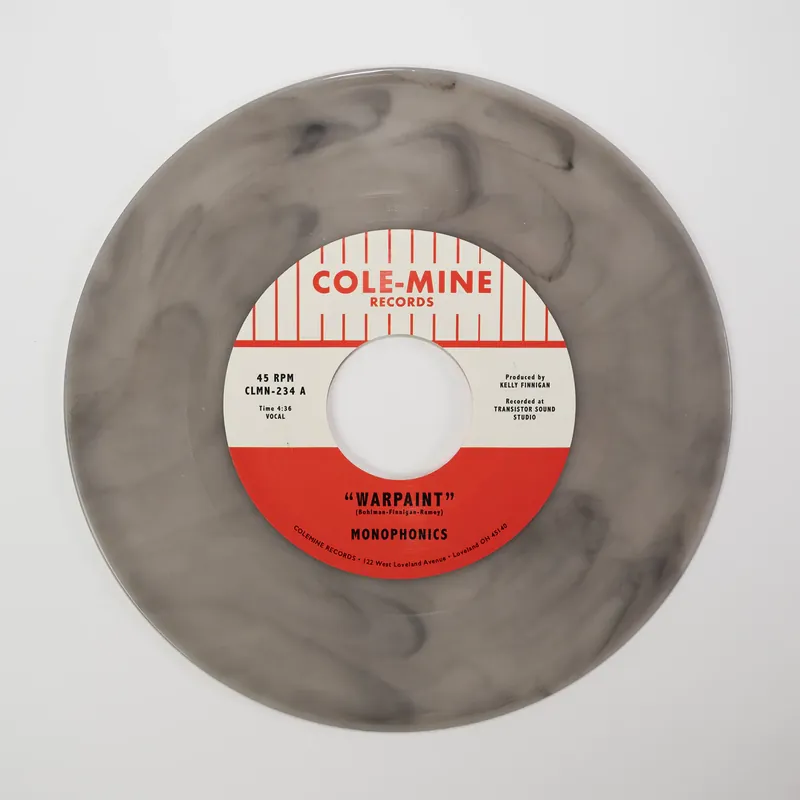 MONOPHONICS & KELLY FINNIGAN WARPAINT / CRASH & BURN (NATURAL WITH BLACK SWIRL) - 7" Original