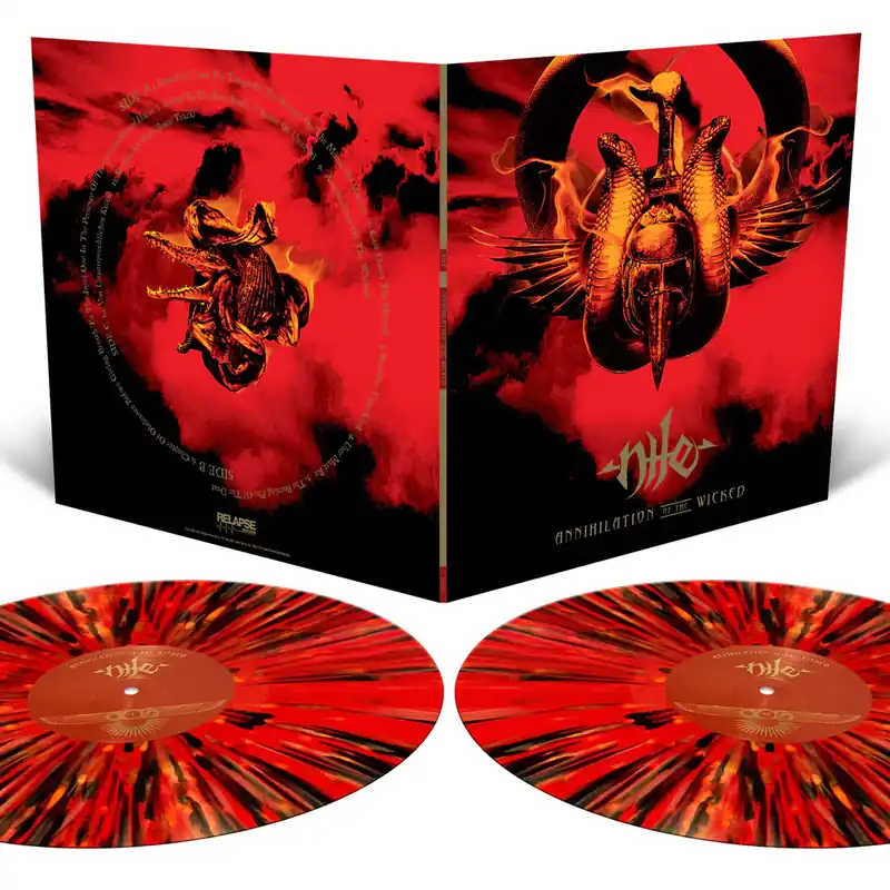 NILE ANNIHILATION OF THE WICKED (BLOOD RED WITH METALLIC GOLD, BLACK AND HALLOWEEN ORANGE SPLATTER) - LP Limited Time